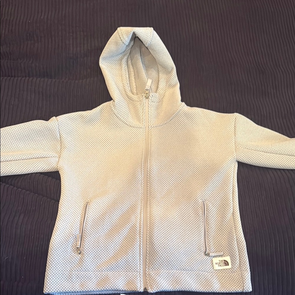 The North Face Cream Hooded Sweatshirt with Full Zipper